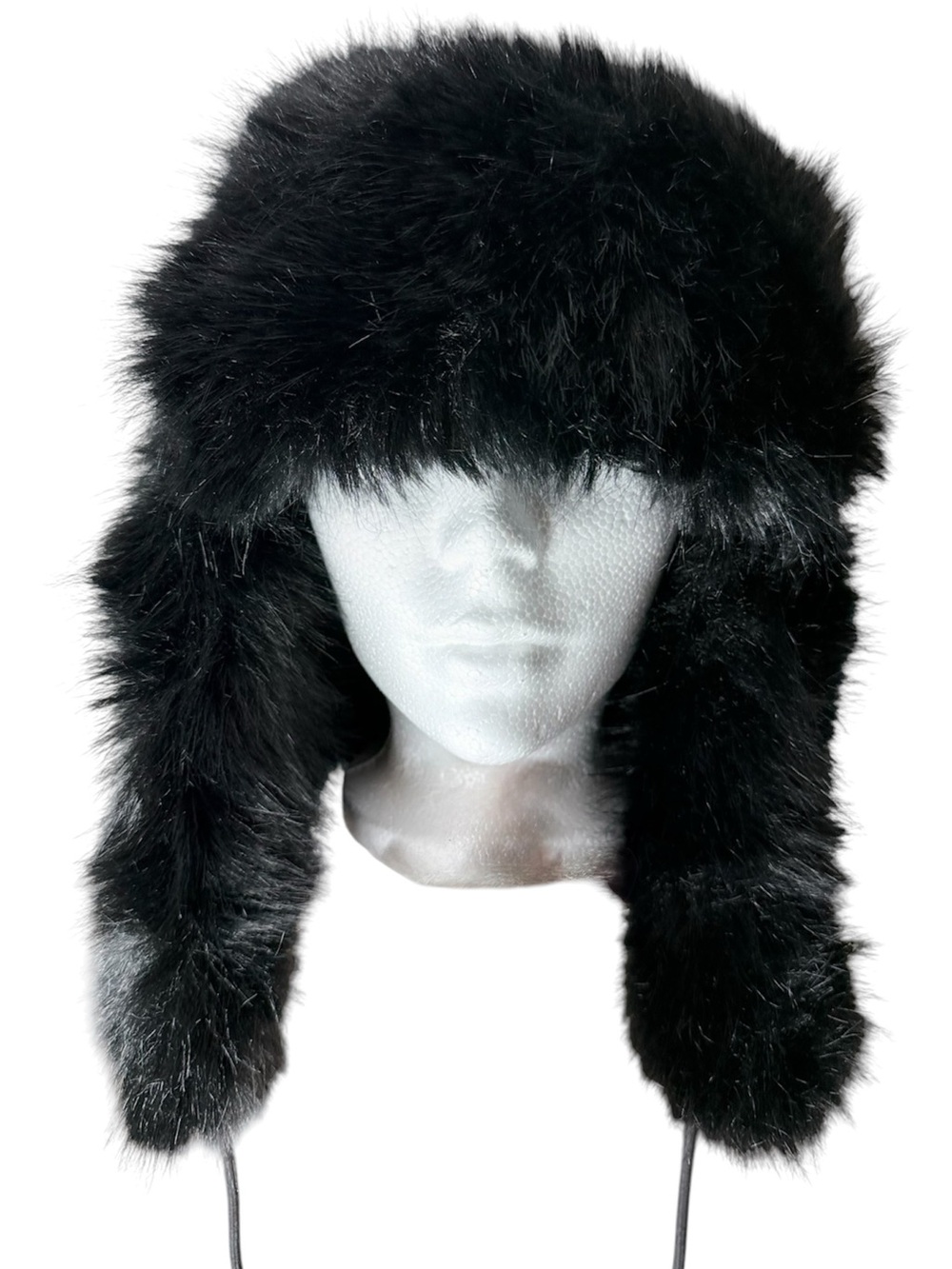 BCBG GENERATION New Black Faux Fur Trapper Hat Winter Ushanka Ear Flap